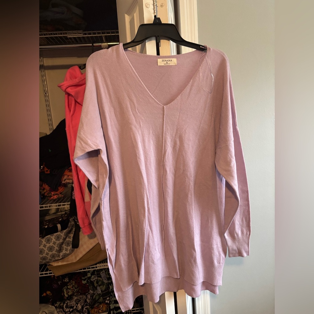 Zenana Outfitters Lilac V-Neck sweater